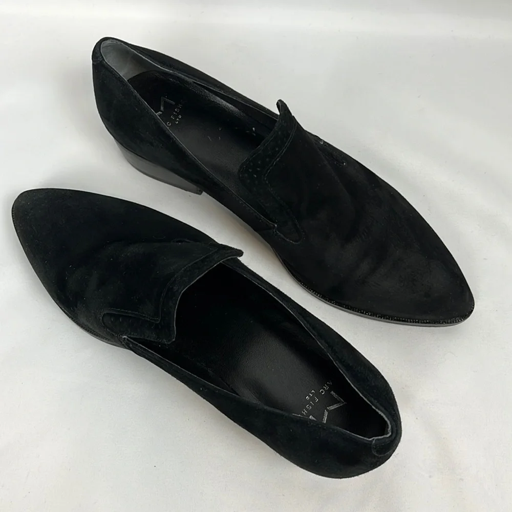 Marc Fisher Kassie Leather Upper Slip-on Loafers‎ Black Casual Shoes Size 6.5